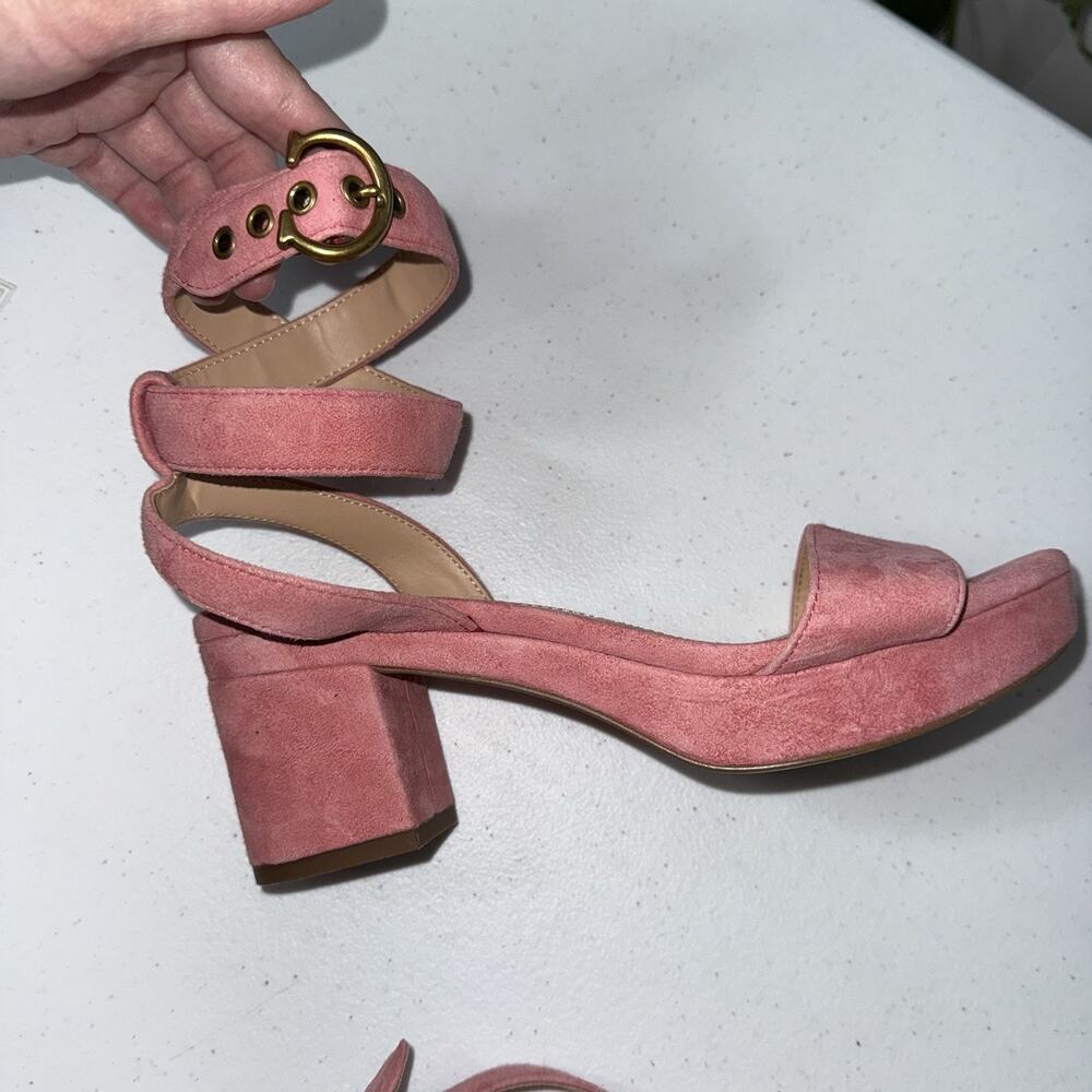 Coach Women’s Serena Heel Sandal Pink Suede Size 6.5 - Picture 5 of 8